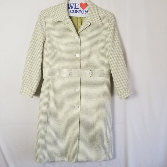 NWOT Larry levine long blazer coat 3/4 sleeve geomatical green size 14 (229) - Picture 2 of 13